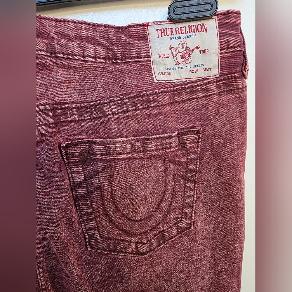 *2 For $40* True Religion Halle High Rise Burgundy Super Skinny Jeans - Picture 3 of 13